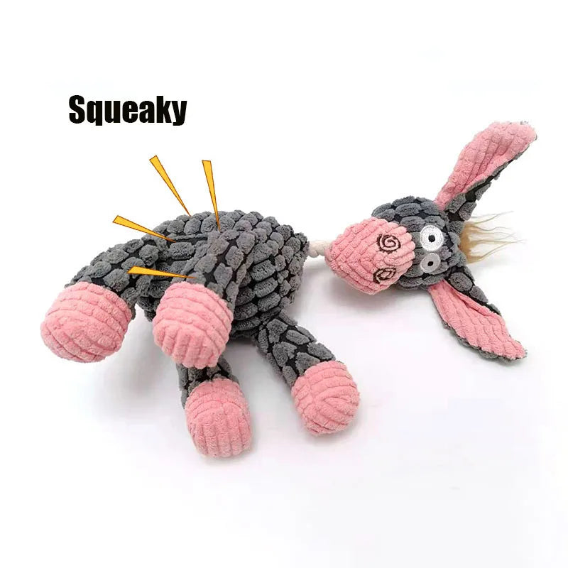 Fun Pet Toy Donkey Shape Corduroy Chew For Dogs Puppy Squeaker