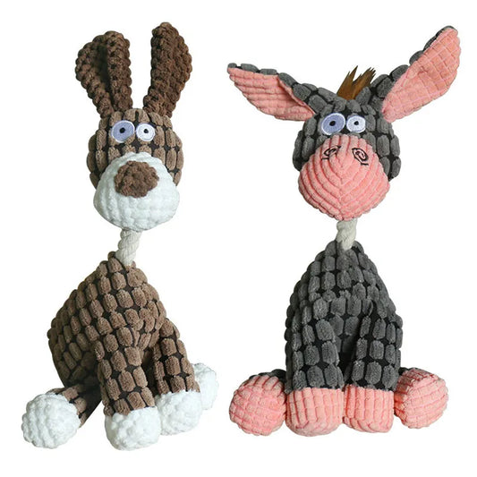 Fun Pet Toy Donkey Shape Corduroy Chew For Dogs Puppy Squeaker