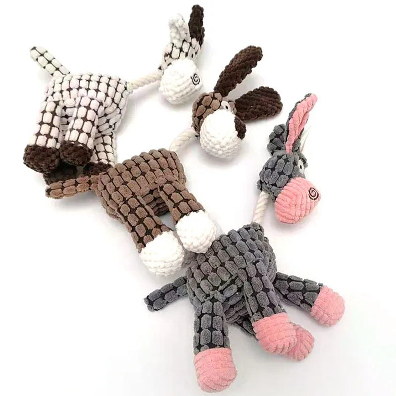 Fun Pet Toy Donkey Shape Corduroy Chew For Dogs Puppy Squeaker