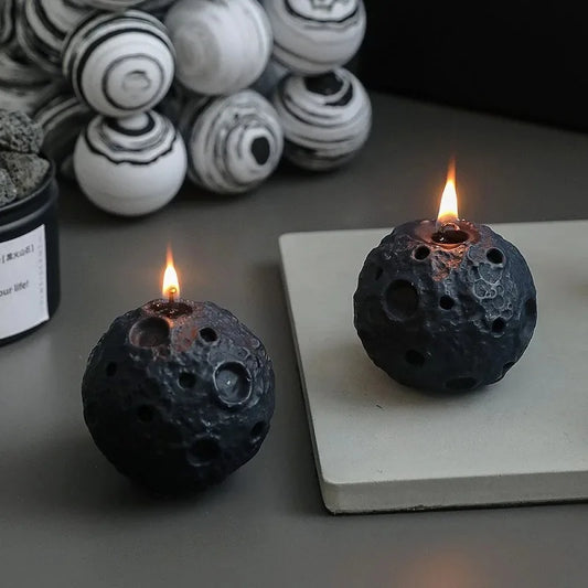 3D Meteorite Scented Candles Black Geometry Moon Candle