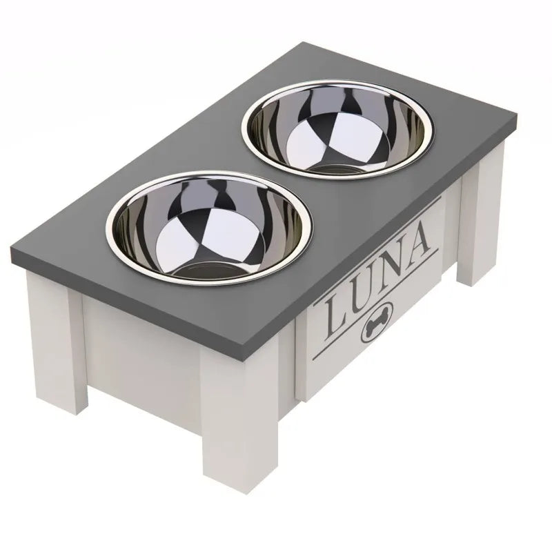 Personalized Stainless Steel Elevated Dog Bowl Stand for Large, Medium, Small, X-Small Dogs Food and Water Bowls