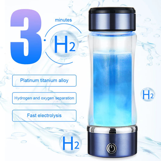 Rechargeable Hydrogen Water Generator;  Water Bottle Filter 3-Mins; Water Ionizer
