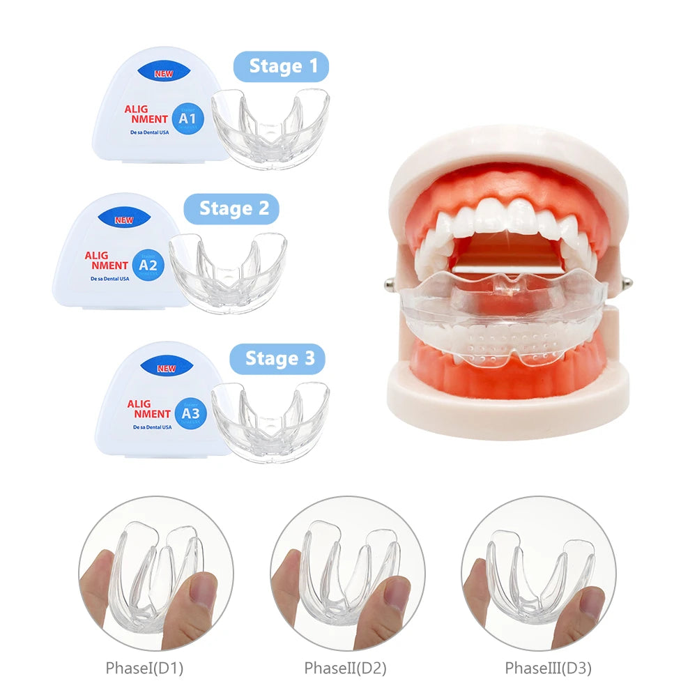 1 Set Teeth Retainer/Mouth Guard, 3 Stage Dental Orthodontic Braces/Teeth Straightener, Anti-Snoring Device