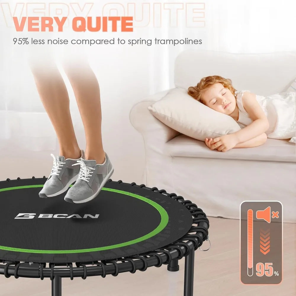 550LBS Foldable Mini Trampoline, 48" Fitness Trampoline with Durable Bungees, Stable & Quiet Exercise Rebounder for Kids/Adults