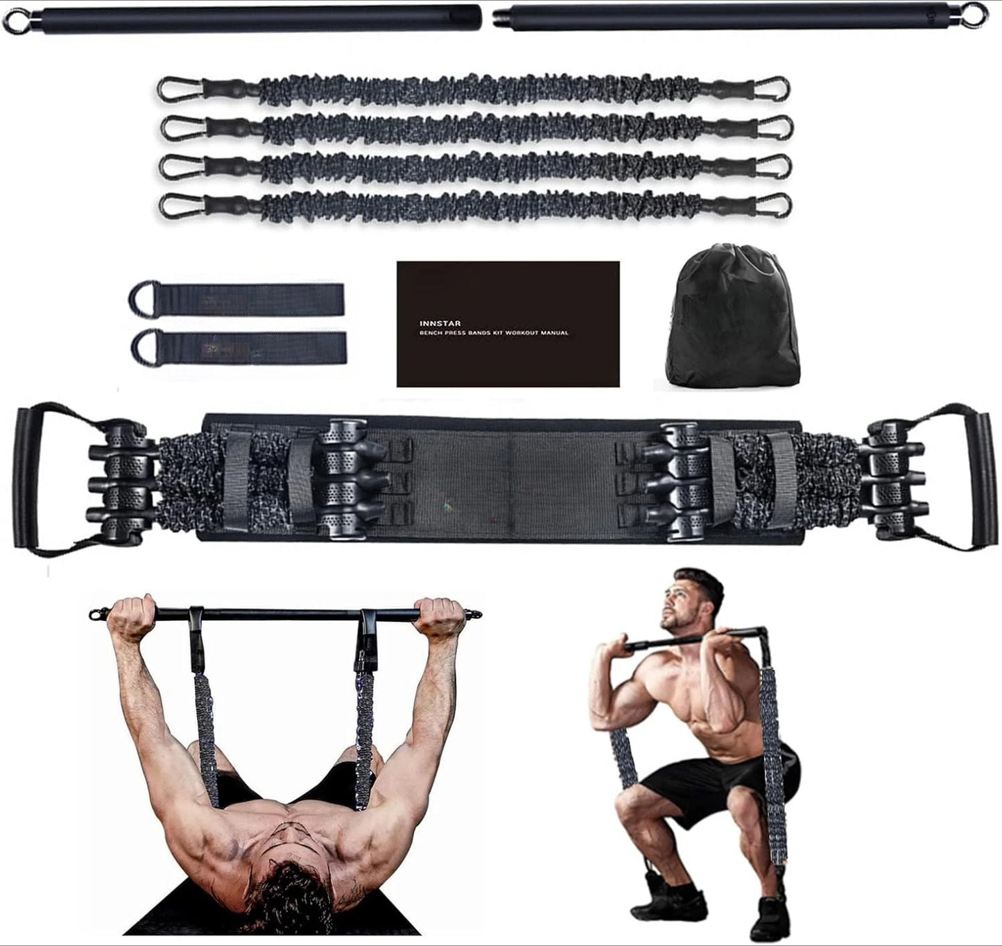 Portable bench press resistance bands