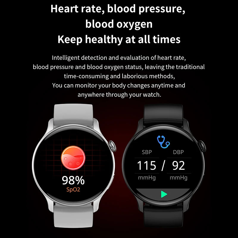 Bluetooth Smartwatch Always Display Time Heart Rate Monitoring