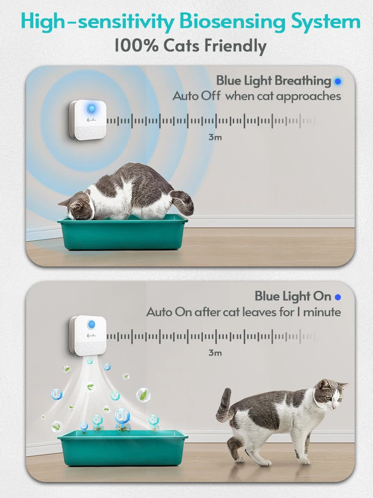 DownyPaws 4000mAh Smart Cat Odor Purifier For Litter Box Deodorizer Pet Toilet Air Purifier For Dog