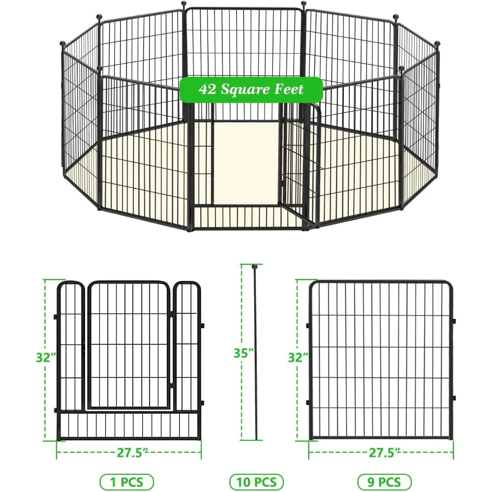 Garden Fence/Privacy Border, 23ft(L)×32in(H) 10 Panels Fencing