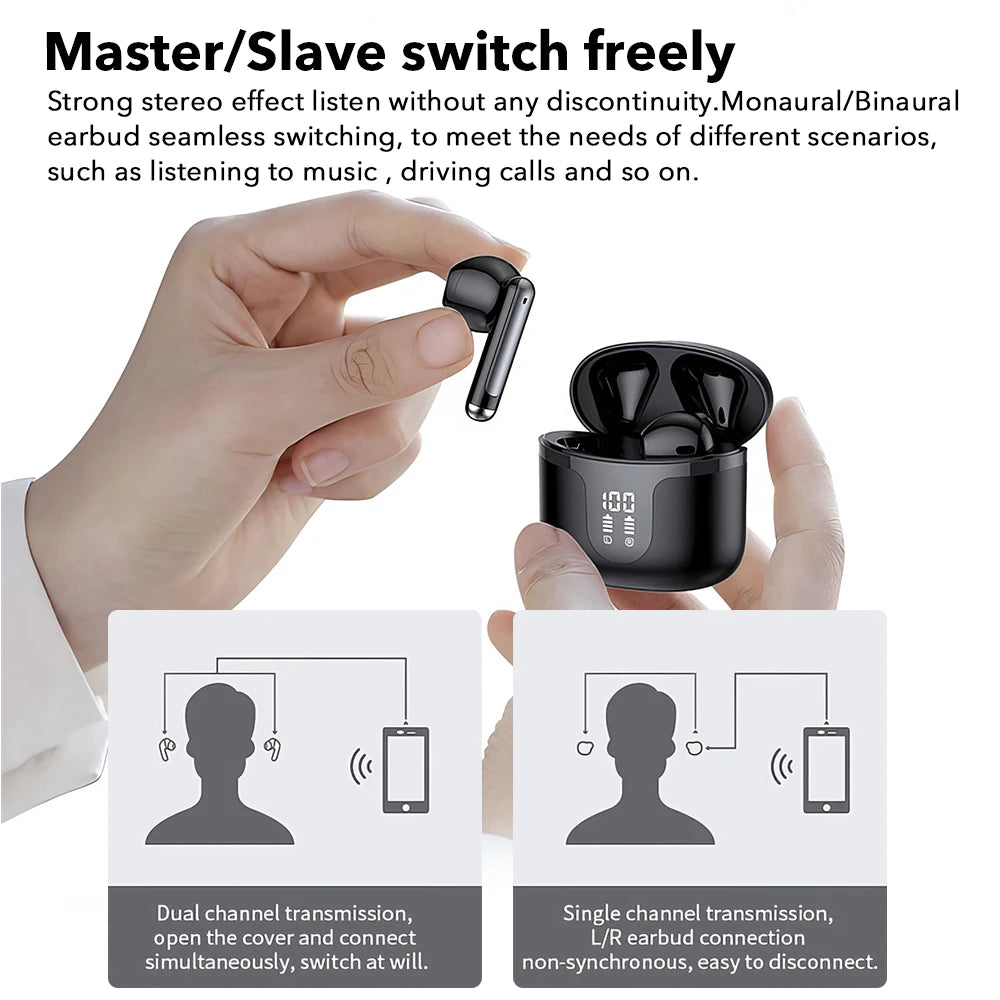 True Wireless Bluetooth V5.3 Earphones with 35H Playback TWS Waterproof Earbuds for iPhone