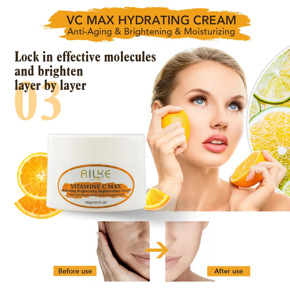 Organic Vitamin C Skin Care Body Lotion, Regenerate Face Cream, Brightening Serum