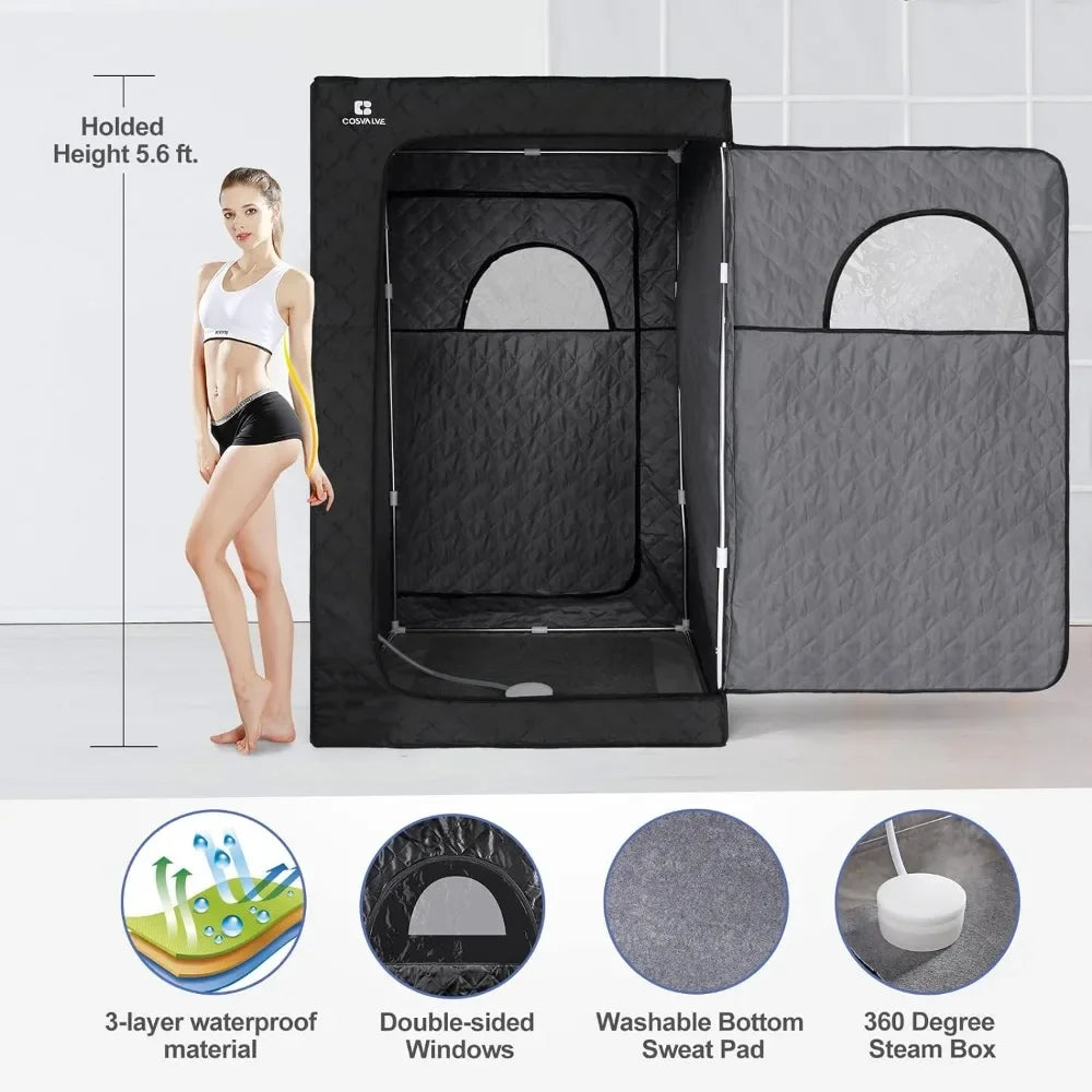 Portable Steam Sauna for Home, Full Size Sauna Box Kit with 2.6L 1000W Steam Generator, Remote Control