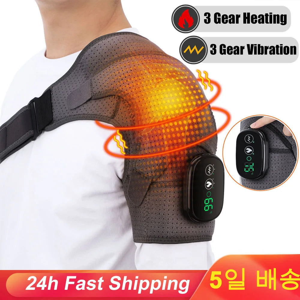 Heating Shoulder Vibration Massager Brace  Arthritis Pain Relief Belt