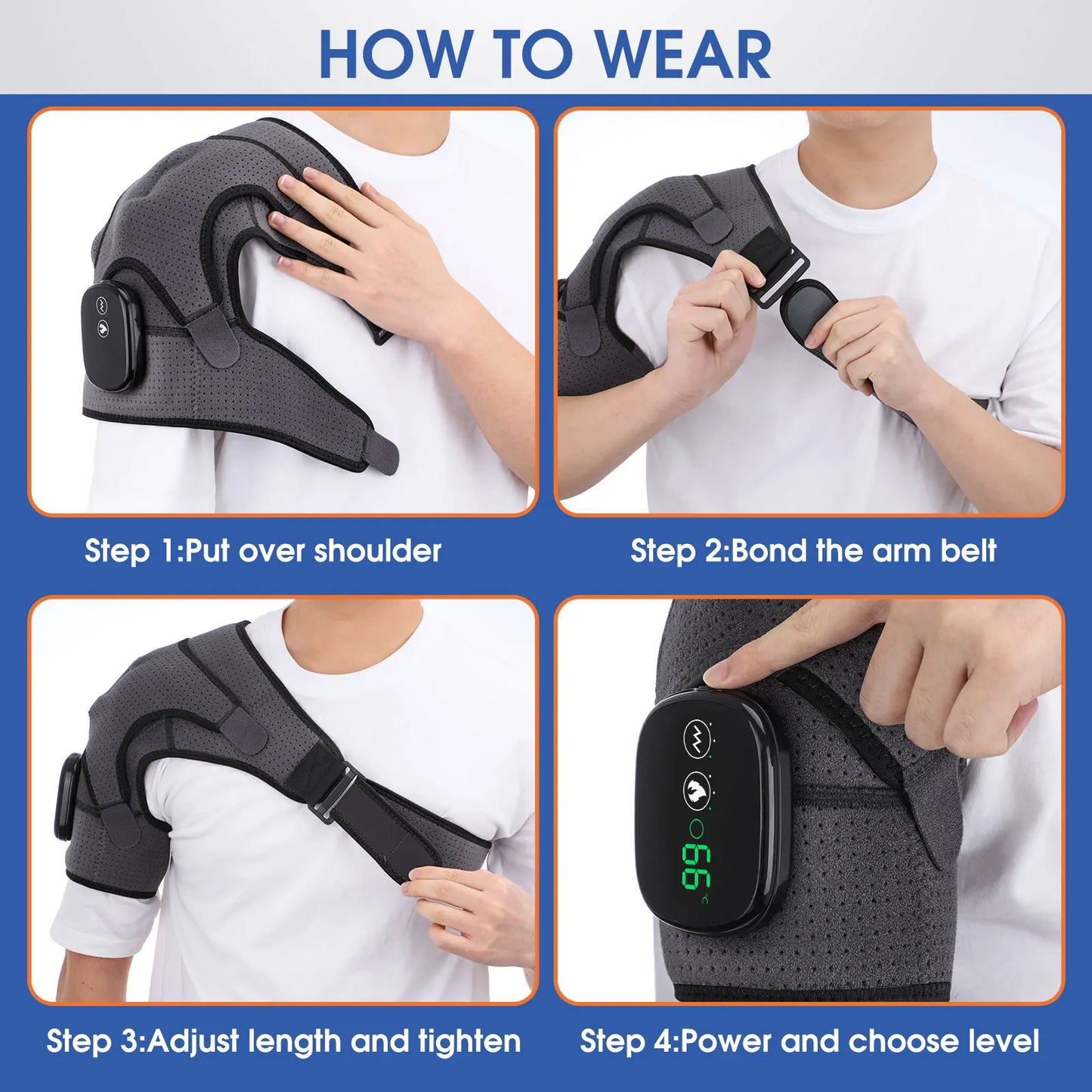 Heating Shoulder Vibration Massager Brace  Arthritis Pain Relief Belt