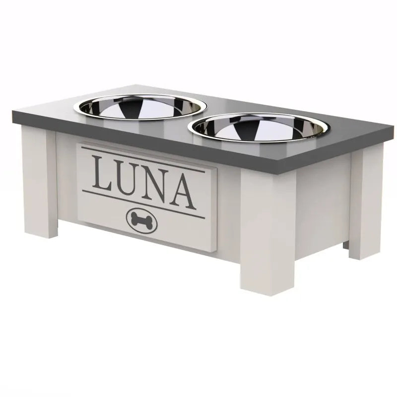 Personalized Stainless Steel Elevated Dog Bowl Stand for Large, Medium, Small, X-Small Dogs Food and Water Bowls