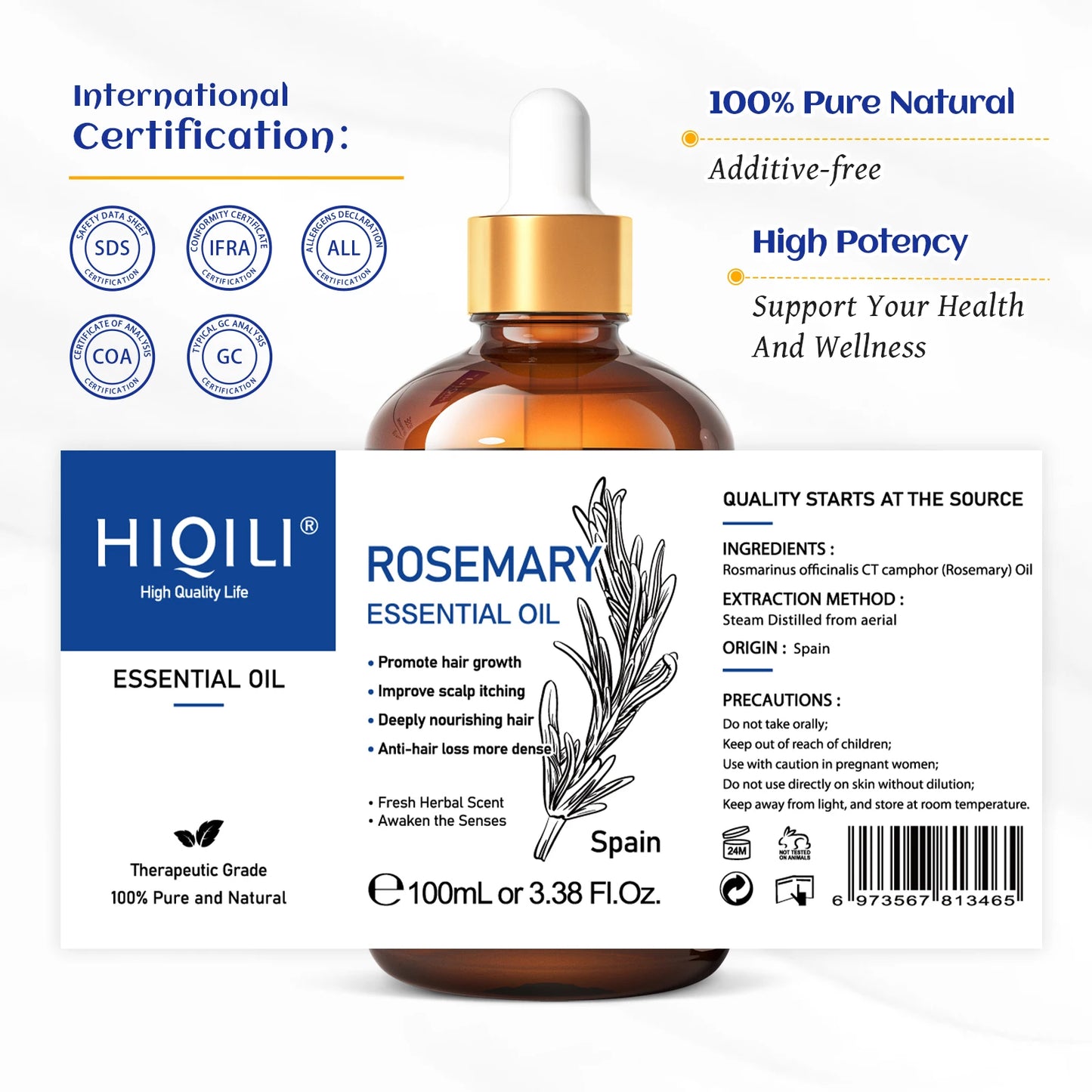 Rosemary Jasmine Lavender Mint Essential Oils for Hair Care, increasing luster, Massage, Skin Care, Diffuser, Humidifier