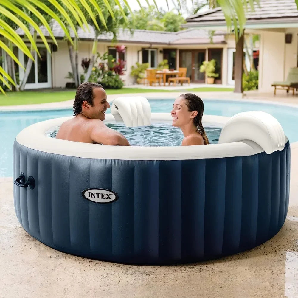 6 Person Inflatable 85" Round Outdoor Hot Tub/Spa With 170 Bubble Air Jets with LED Color Changing Lights