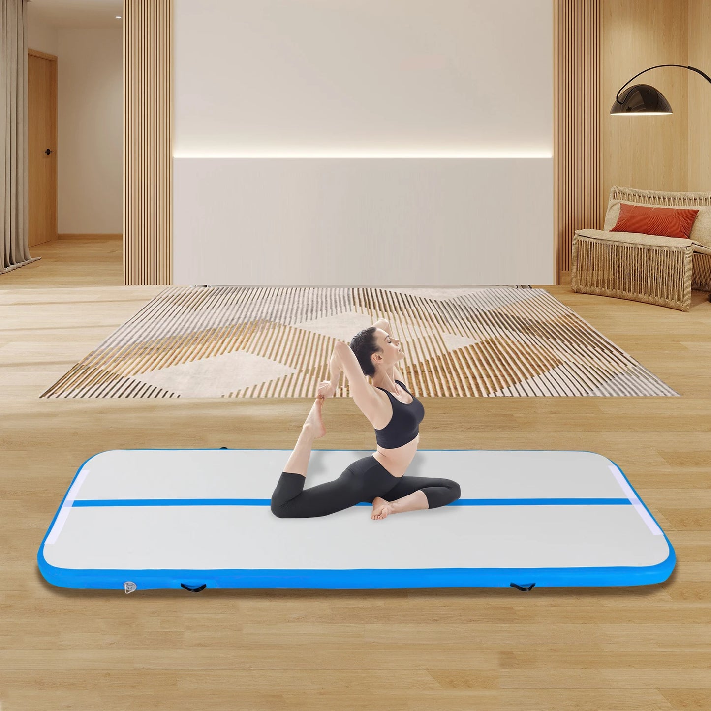 Inflatable Air Gymnastic Training Mat, 4inches Thick, Portable PVC Gym Tracks for Home Use/Cheerleading/Yoga with Pump