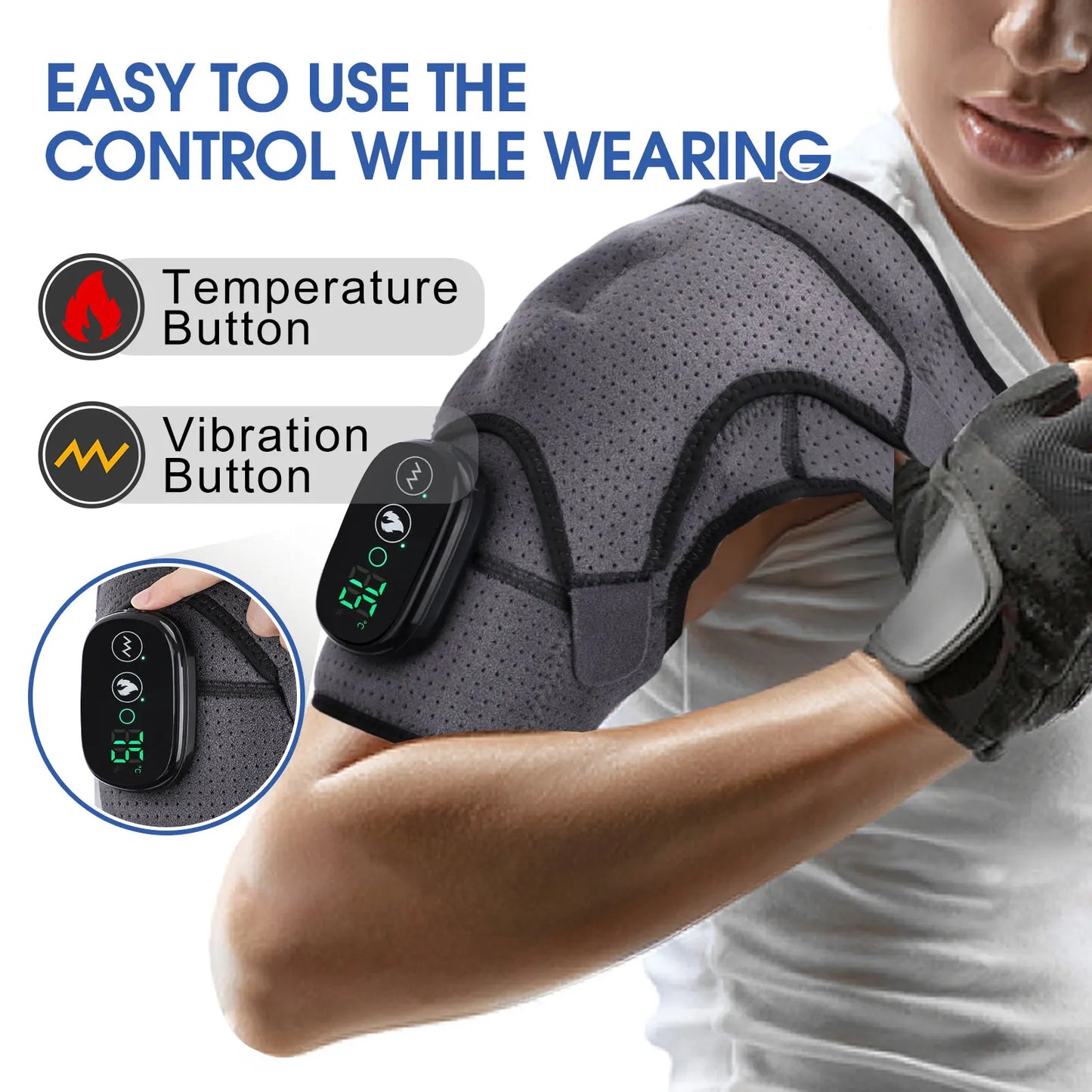 Heating Shoulder Vibration Massager Brace  Arthritis Pain Relief Belt